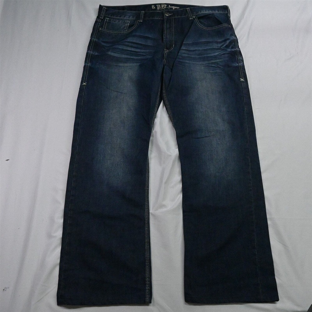 B Tuff 42 x 32 Country Road Bootcut Dark Wash Bold Stitch Denim Jeans‎